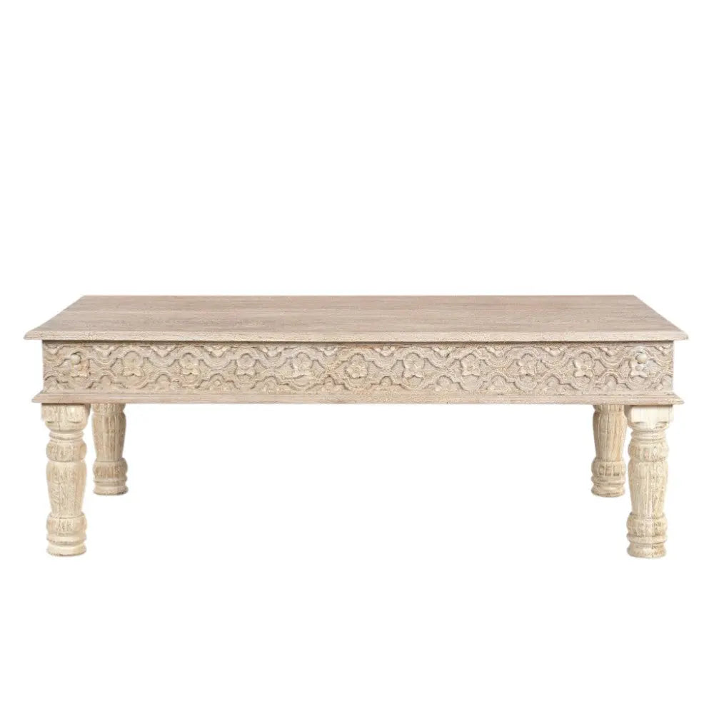 51" White Solid Wood Distressed Coffee Table Homeroots Living Room