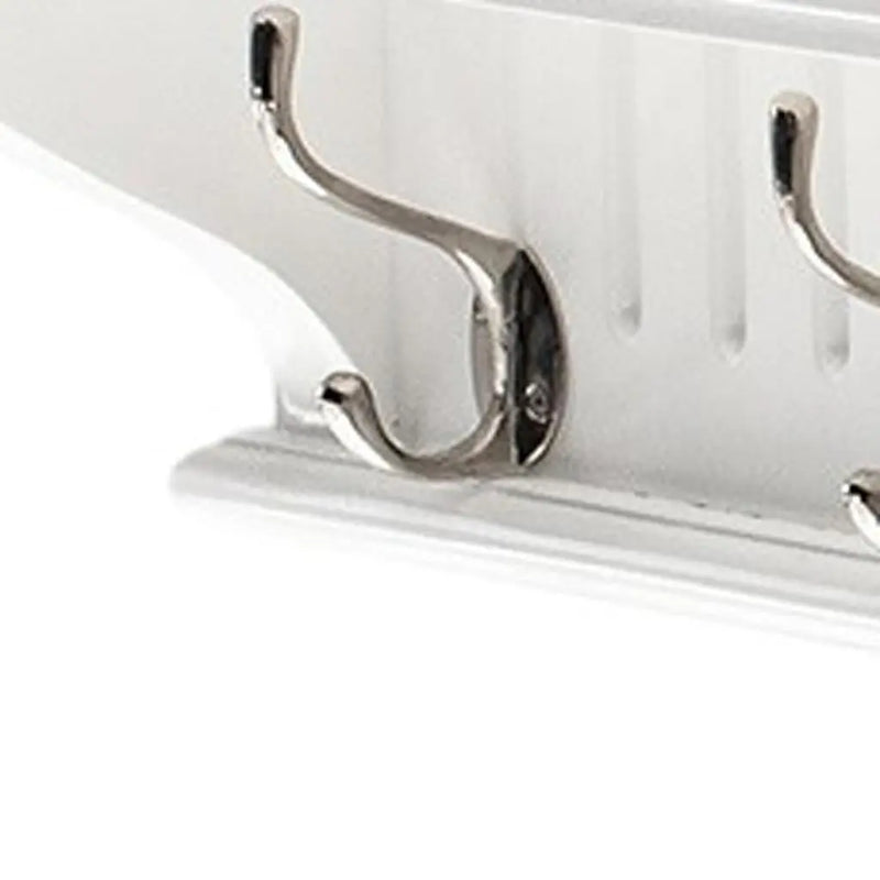 51" White Solid Wood Eight Hook Wall Mount Coat Rack - GreatEagleInc