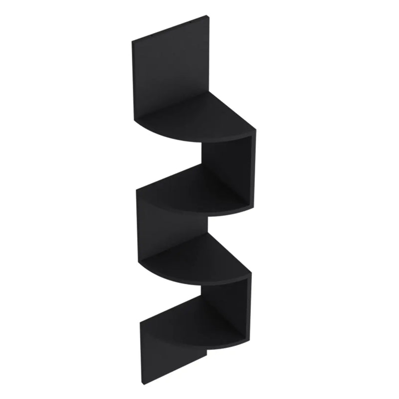 52" Black Wood Wall Mounted Corner Shelf Homeroots Organization