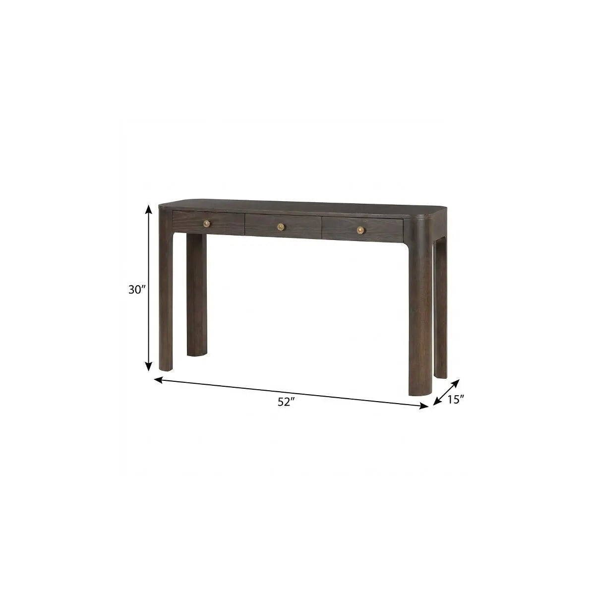 52" Espresso Wood Console Table With Three Drawers Homeroots Living Room