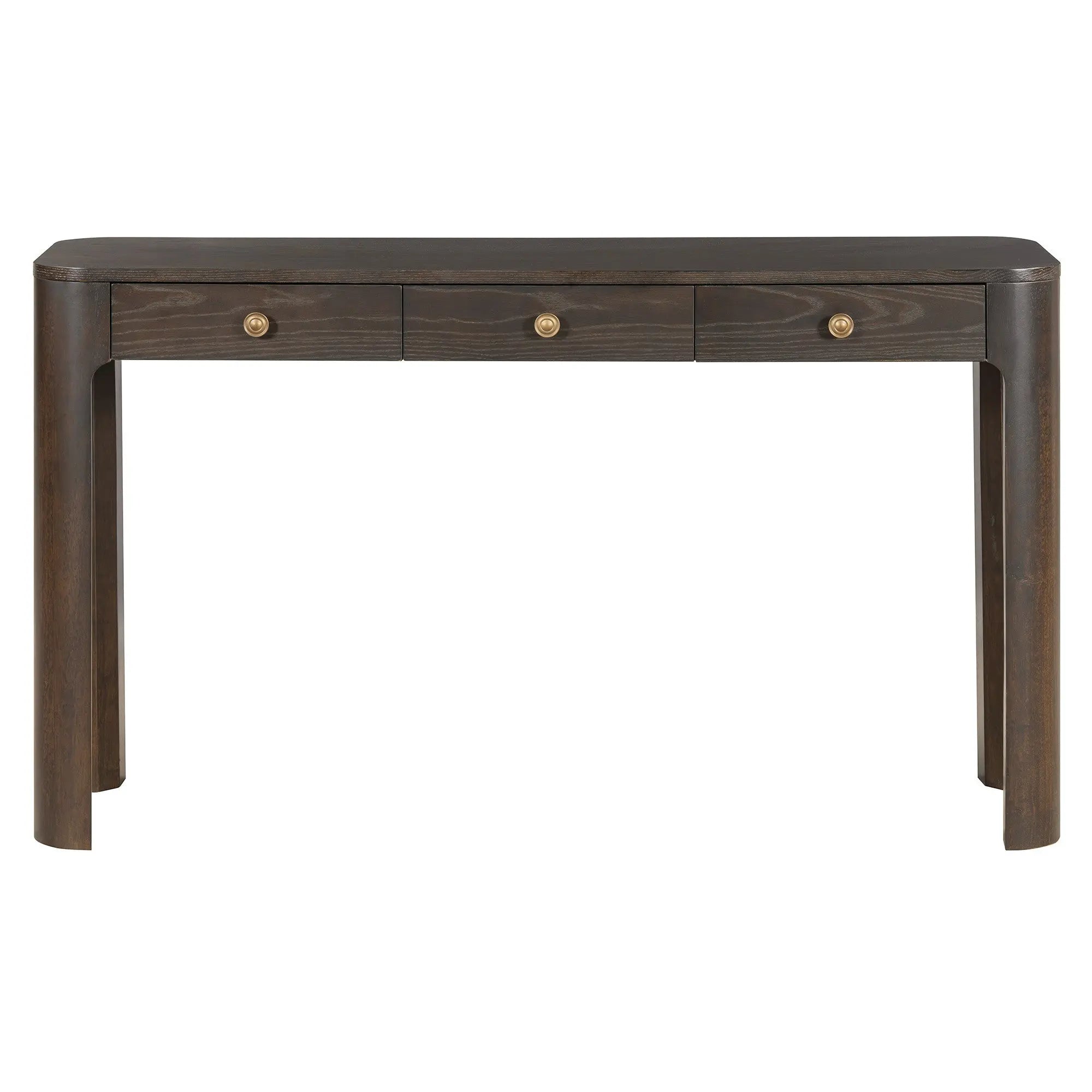 52" Espresso Wood Console Table With Three Drawers Homeroots Living Room