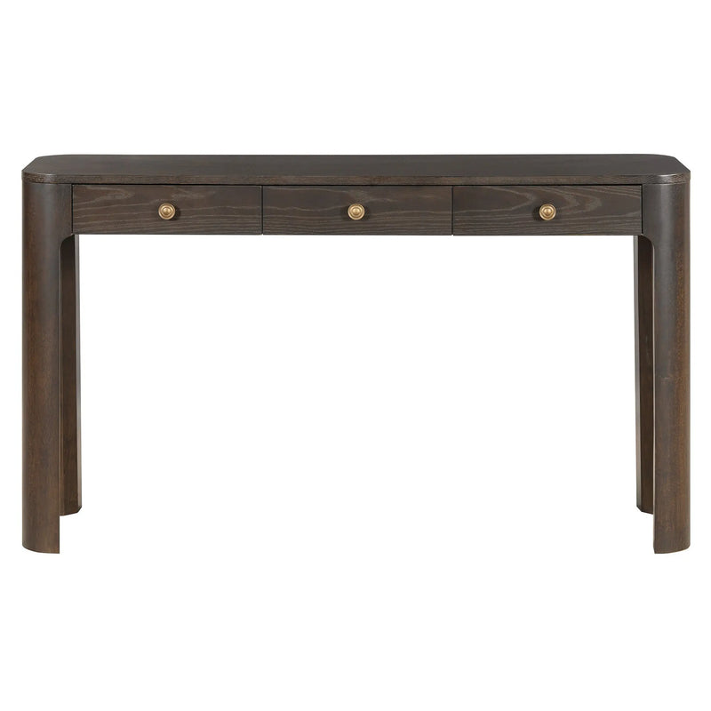 52" Espresso Wood Console Table With Three Drawers Homeroots Living Room