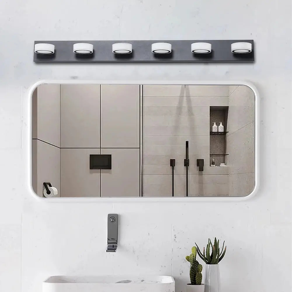 52" Modern 7 Light LED Vanity Light Fixture,Chrome Finish with Acrylic Light Shades,Energy-Efficient Bathroom Wall Sconce GreatEagleInc