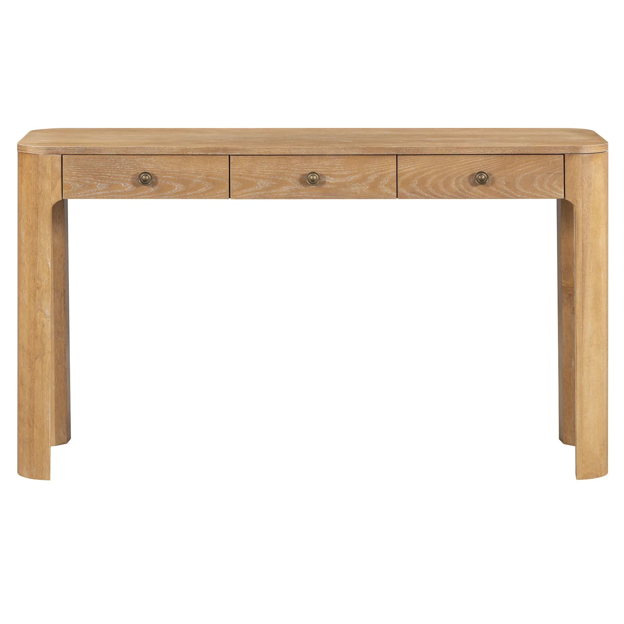 52" Natural Wood Console Table With Three Drawers Homeroots Living Room