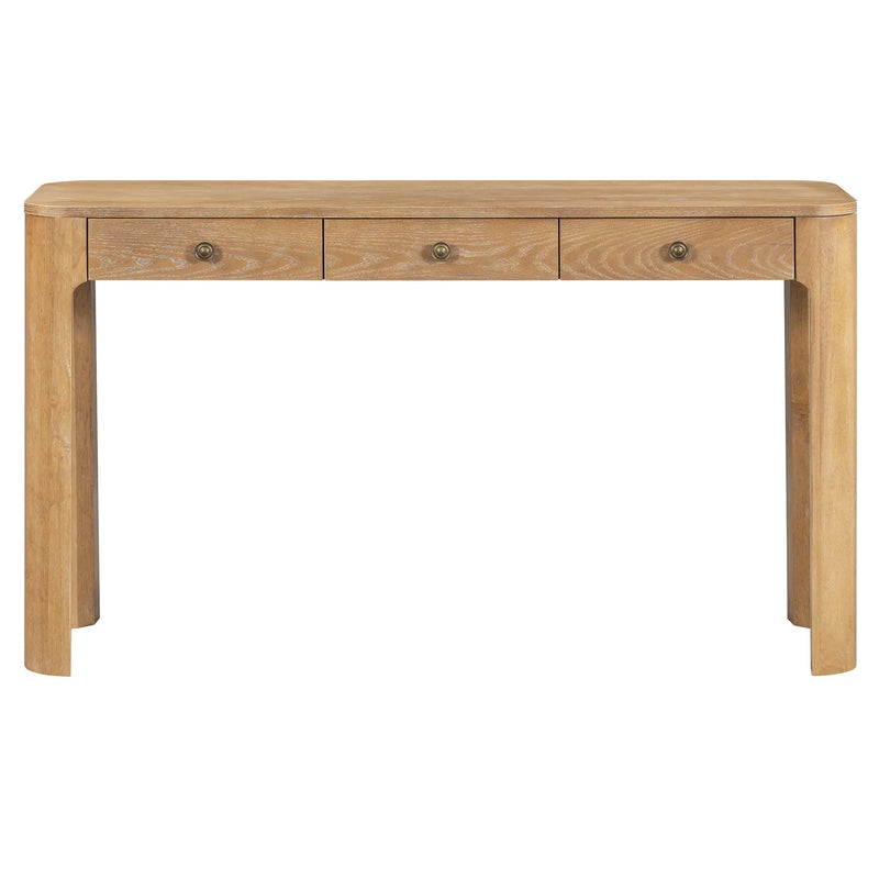 52" Natural Wood Console Table With Three Drawers Homeroots Living Room