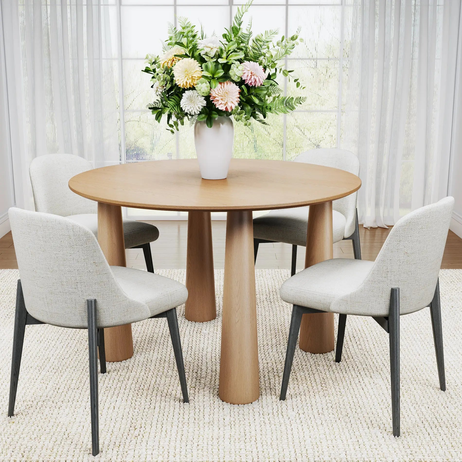 52" Natural Wood Round Top Dining Table Homeroots Kitchen & Dining