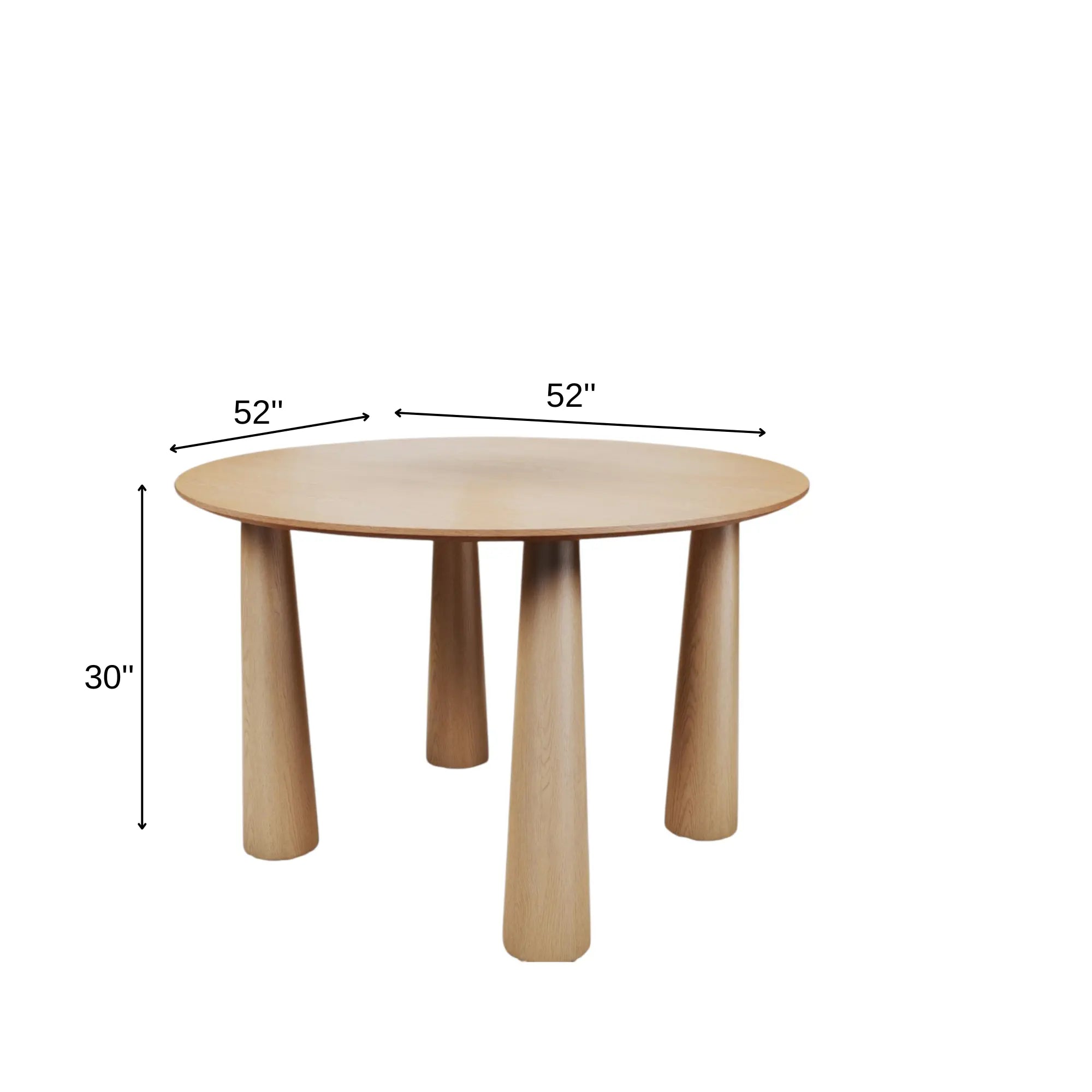52" Natural Wood Round Top Dining Table Homeroots Kitchen & Dining