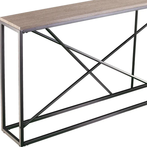 52" Taupe and Gray Faux Stone Frame Console Table Homeroots Living Room
