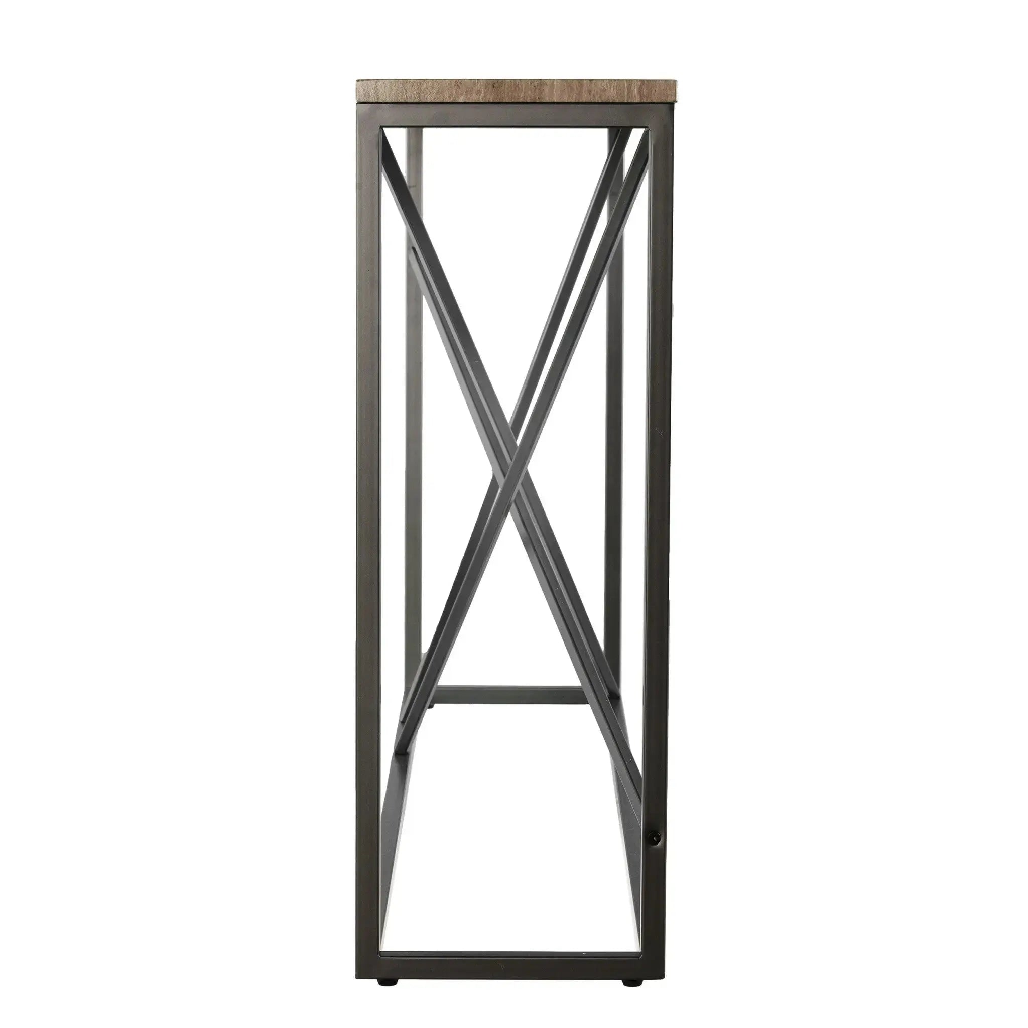 52" Taupe and Gray Faux Stone Frame Console Table Homeroots Living Room