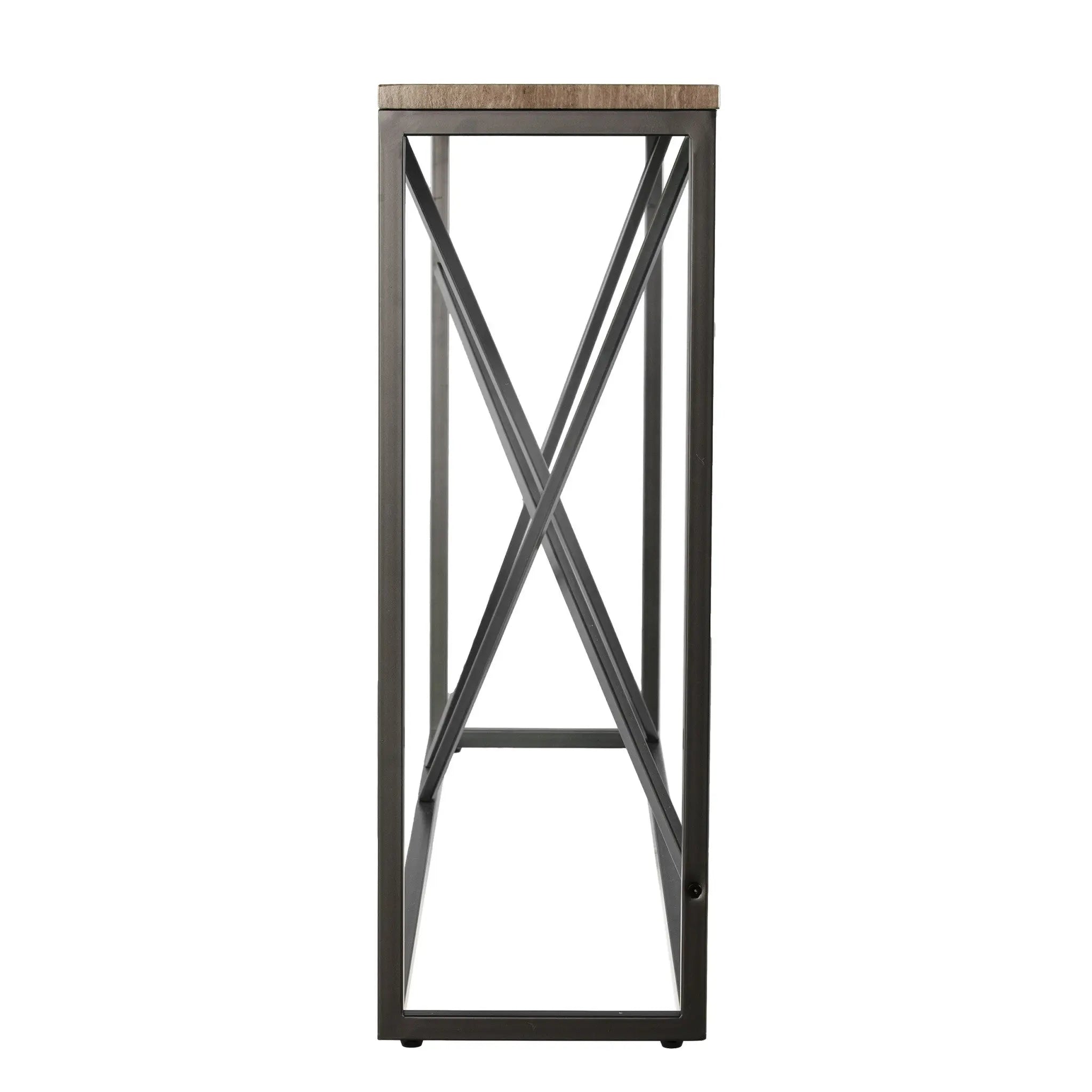 52" Taupe and Gray Faux Stone Frame Console Table Homeroots Living Room
