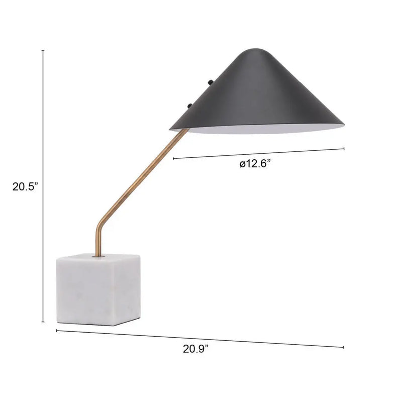 52" White Metal Bedside Table Lamp With Black Cone Shade - GreatEagleInc