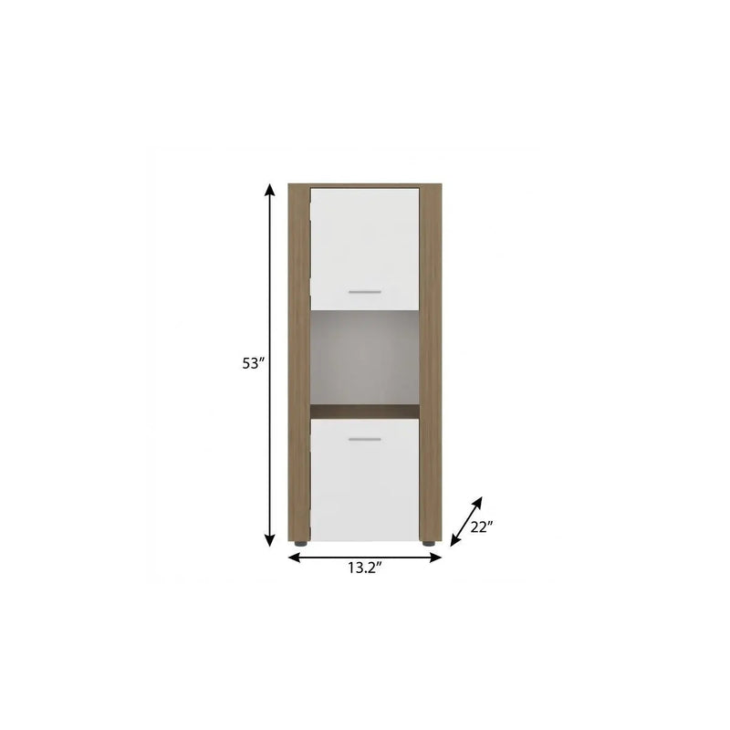 53" Beige Wood One Tier Bookcase with One Door Homeroots Office