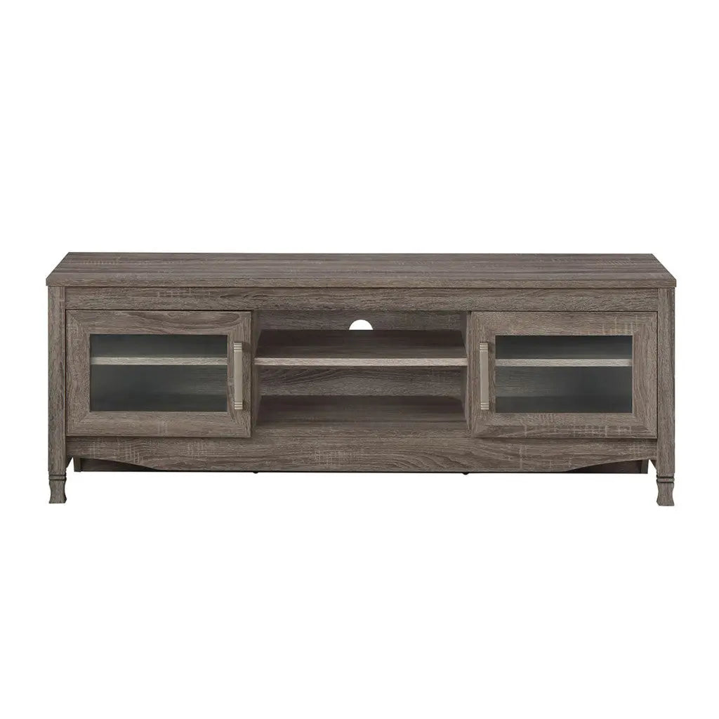 53" Gray Wood Enclosed and Open Storage TV Stand Homeroots Living Room