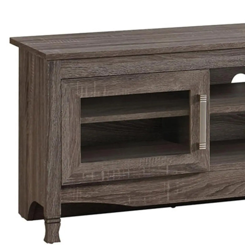 53" Gray Wood Enclosed and Open Storage TV Stand Homeroots Living Room