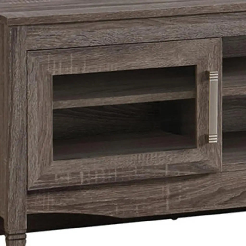 53" Gray Wood Enclosed and Open Storage TV Stand Homeroots Living Room