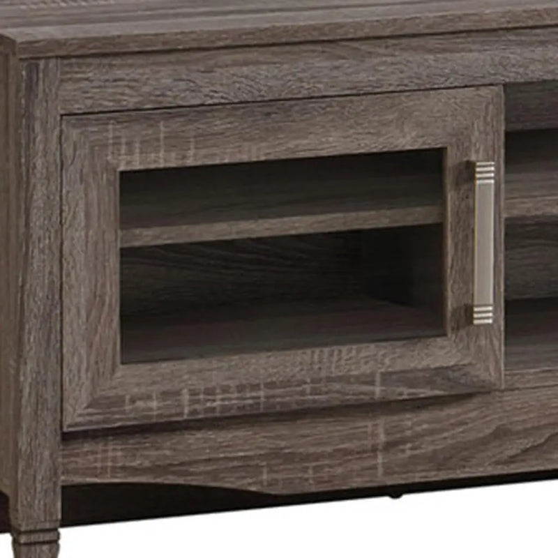 53" Gray Wood Enclosed and Open Storage TV Stand Homeroots Living Room