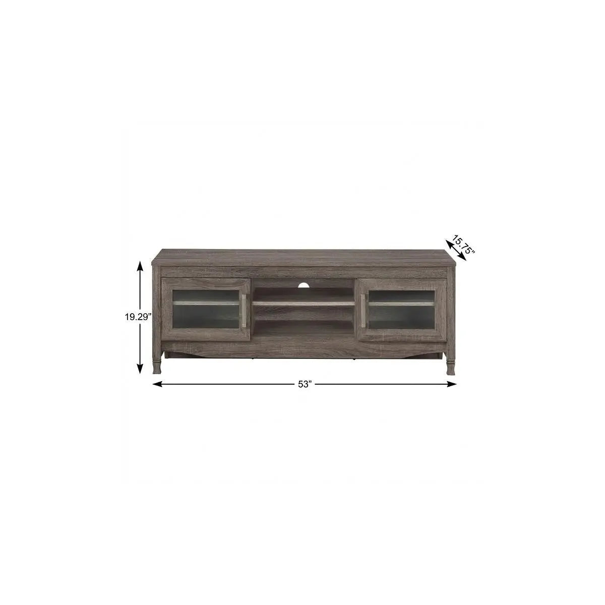53" Gray Wood Enclosed and Open Storage TV Stand Homeroots Living Room