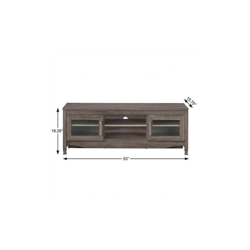 53" Gray Wood Enclosed and Open Storage TV Stand Homeroots Living Room