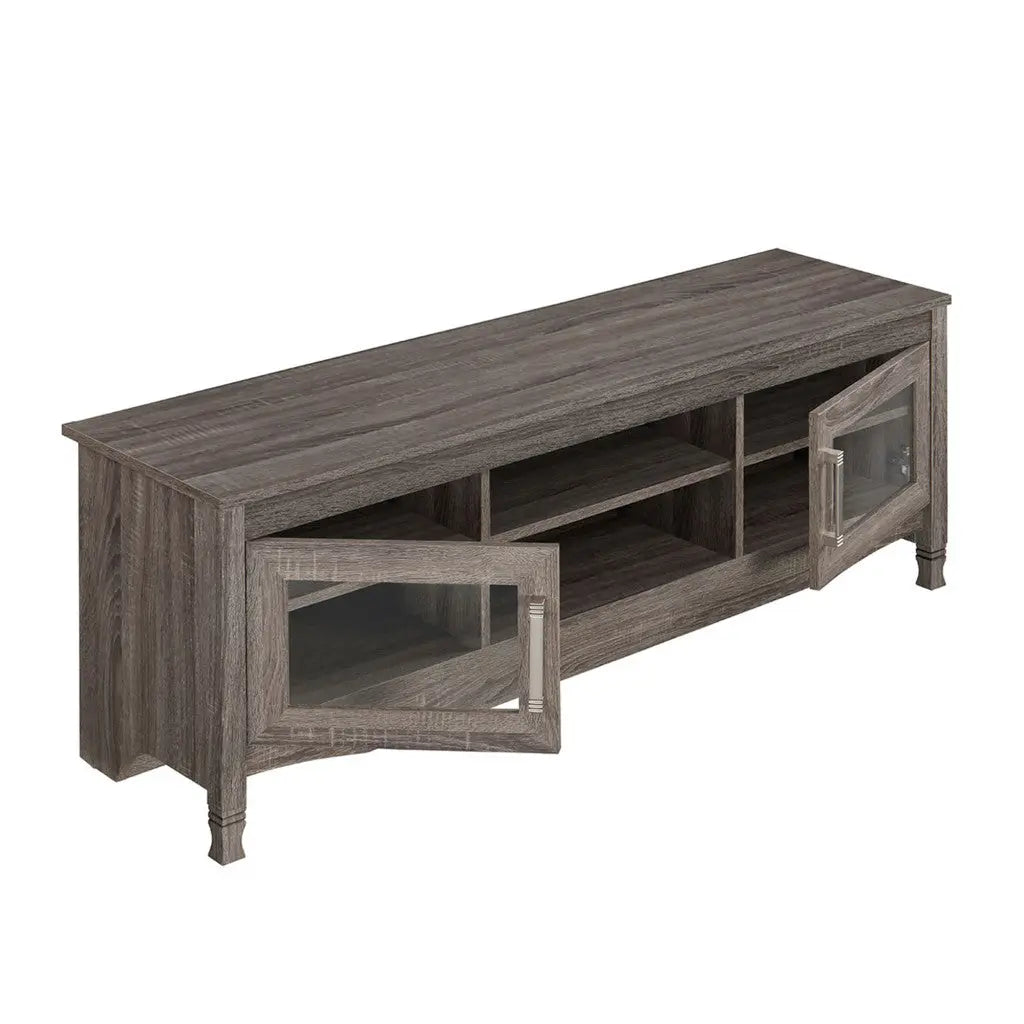 53" Gray Wood Enclosed and Open Storage TV Stand Homeroots Living Room