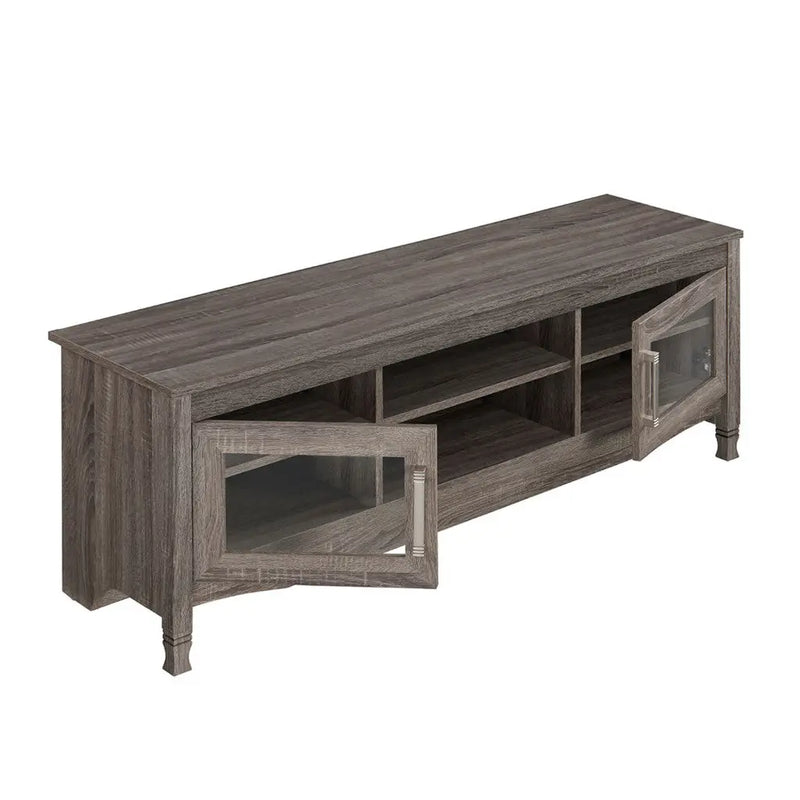 53" Gray Wood Enclosed and Open Storage TV Stand Homeroots Living Room