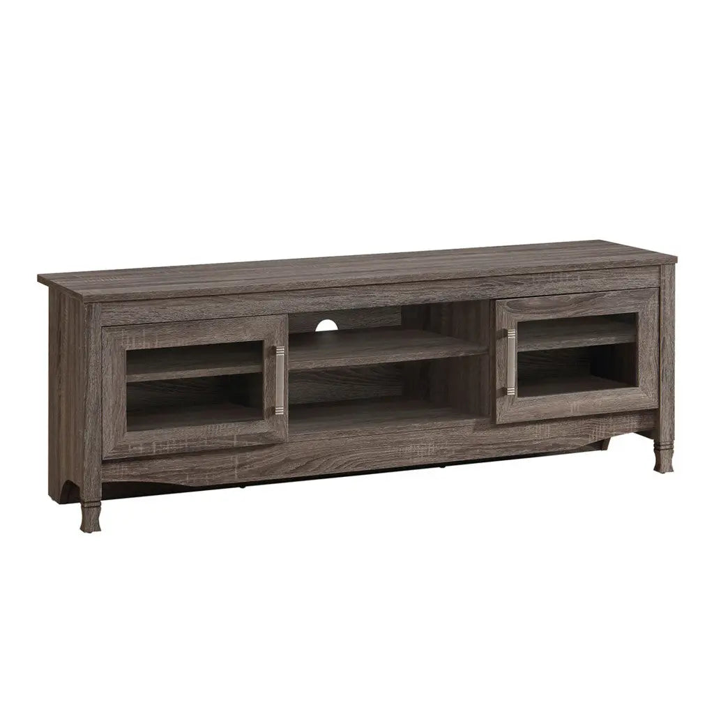 53" Gray Wood Enclosed and Open Storage TV Stand Homeroots Living Room