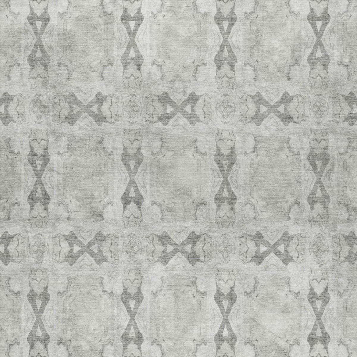 5' X 8' Ivory And Gray Geometric Shag Washable Area Rug With UV Protection - Home & Garden