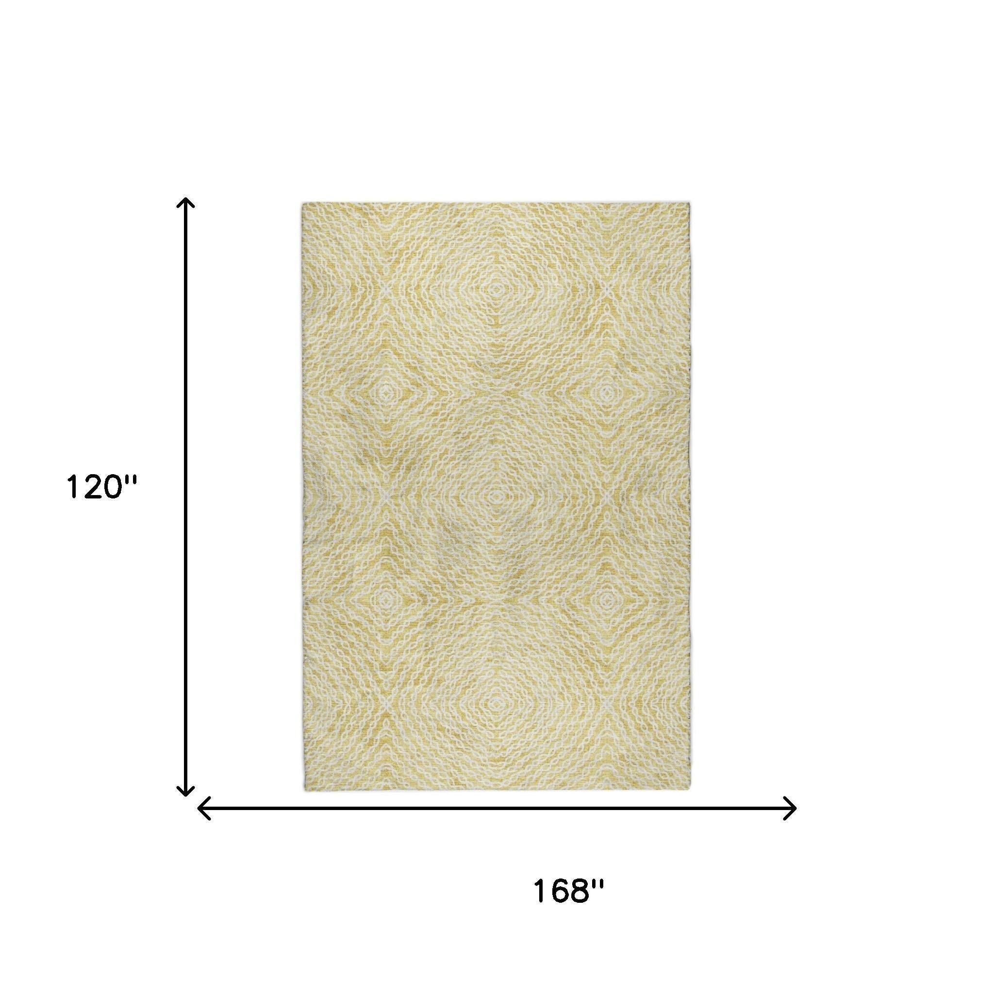 10' X 14' Yellow And Beige Abstract Shag Washable Area Rug With UV Protection - Home & Garden