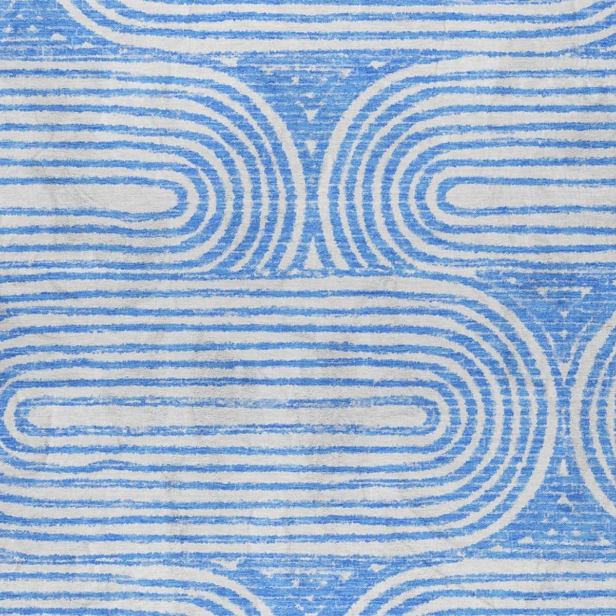 10' X 14' Blue And Ivory Geometric Shag Washable Area Rug With UV Protection - Home & Garden