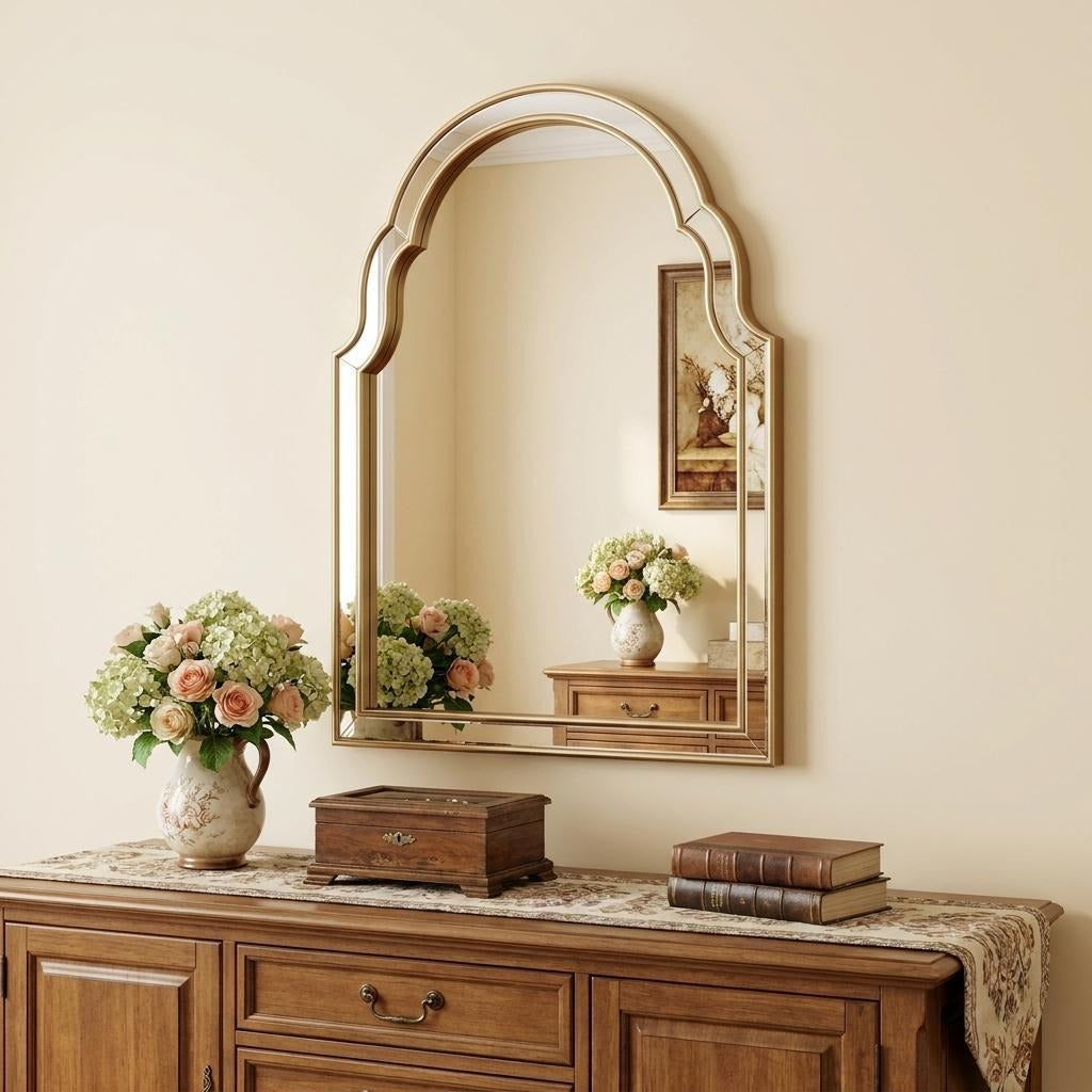 24" Gold Arch Metal Framed Accent Mirror - Bed & Bath