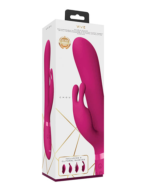 Shots Vive Chou G-spot Rabbit W/interchangeable Clitoral Attachments - Pink - GreatEagleInc