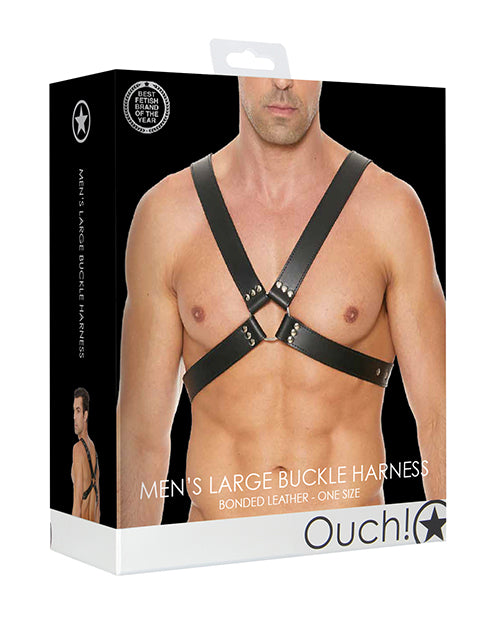 Shots Ouch Men's Large Buckle Harness - Black - GreatEagleInc