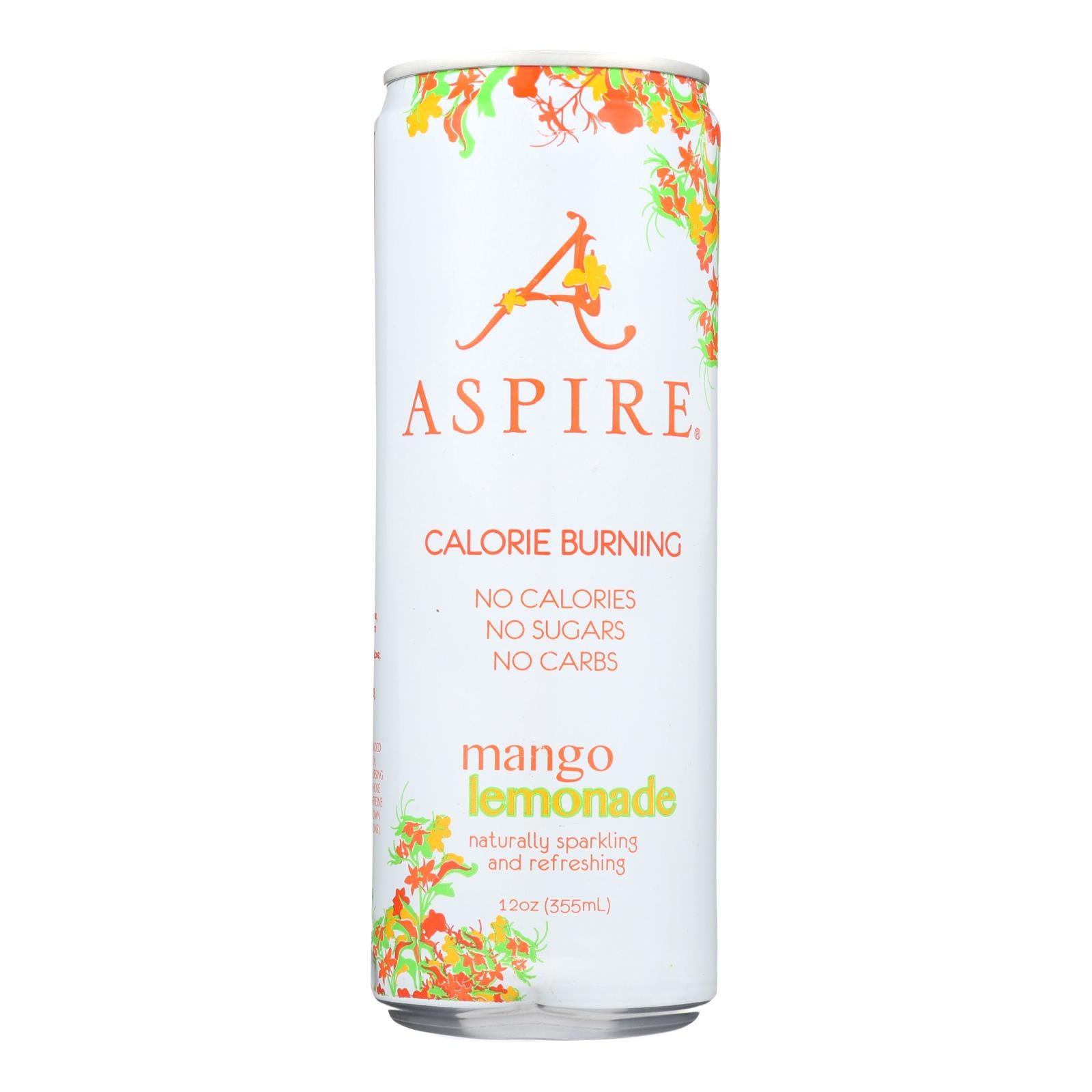Aspire Healthy Energy - Sparkling Mango Lemonade - Case Of 12 - 12 Oz - GreatEagleInc