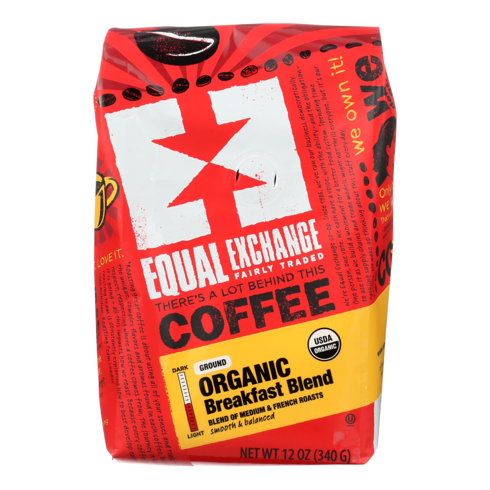 Equal Exchange Organic Drip Coffee - Breakfast Blend - Case Of 6 - 12 Oz. - GreatEagleInc