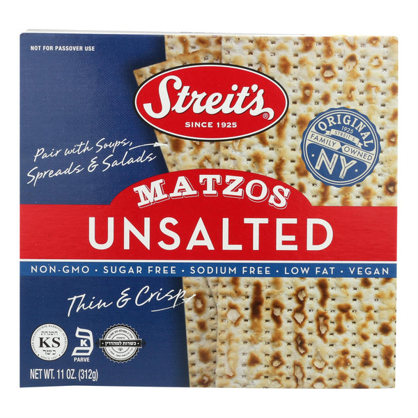 Streit's Matzo - Unsalted - Case Of 12 - 11 Oz - GreatEagleInc