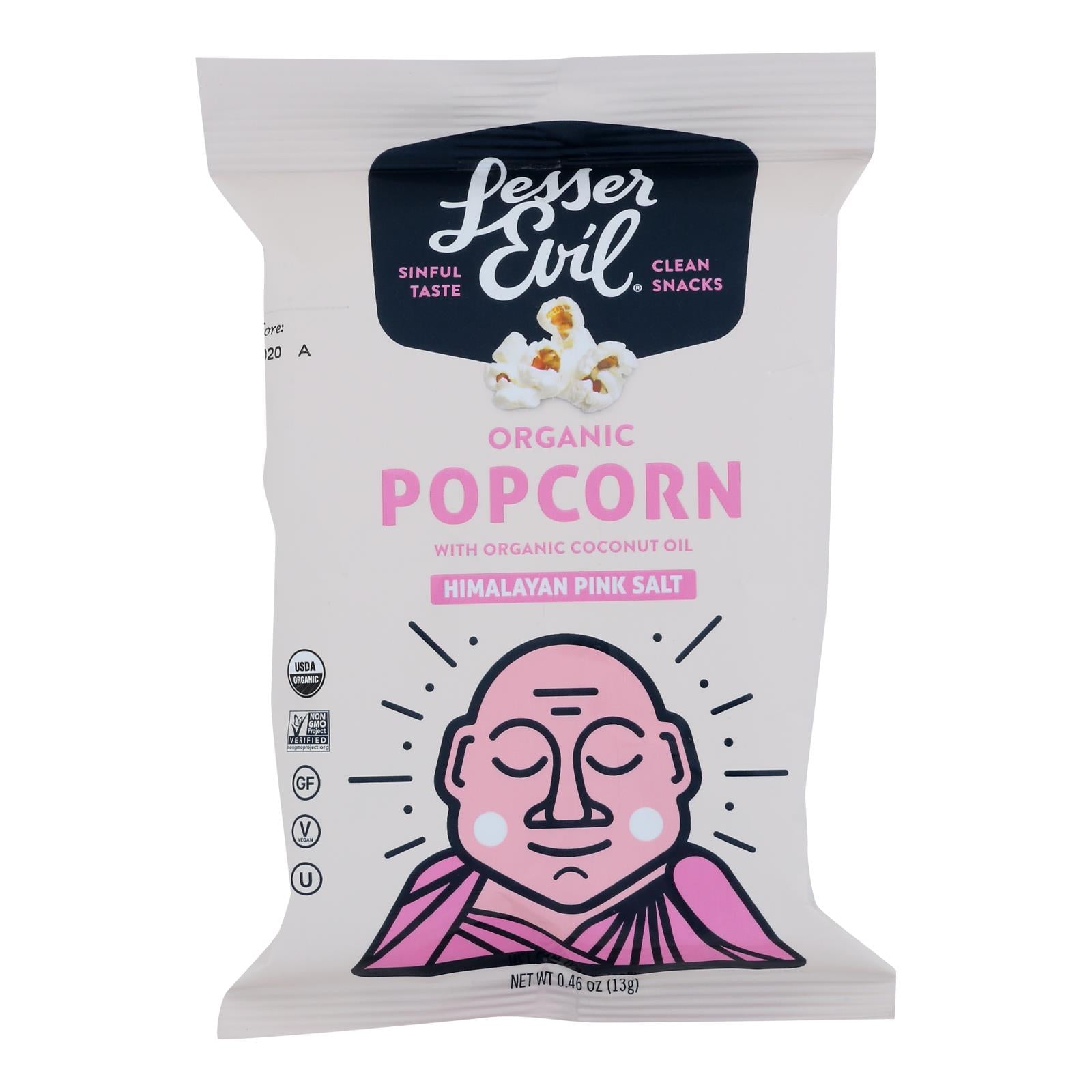 Lesser Evil Organic Air Popped Popcorn - Himalayan Pink - Case Of 12 - 8/.46 Oz - GreatEagleInc