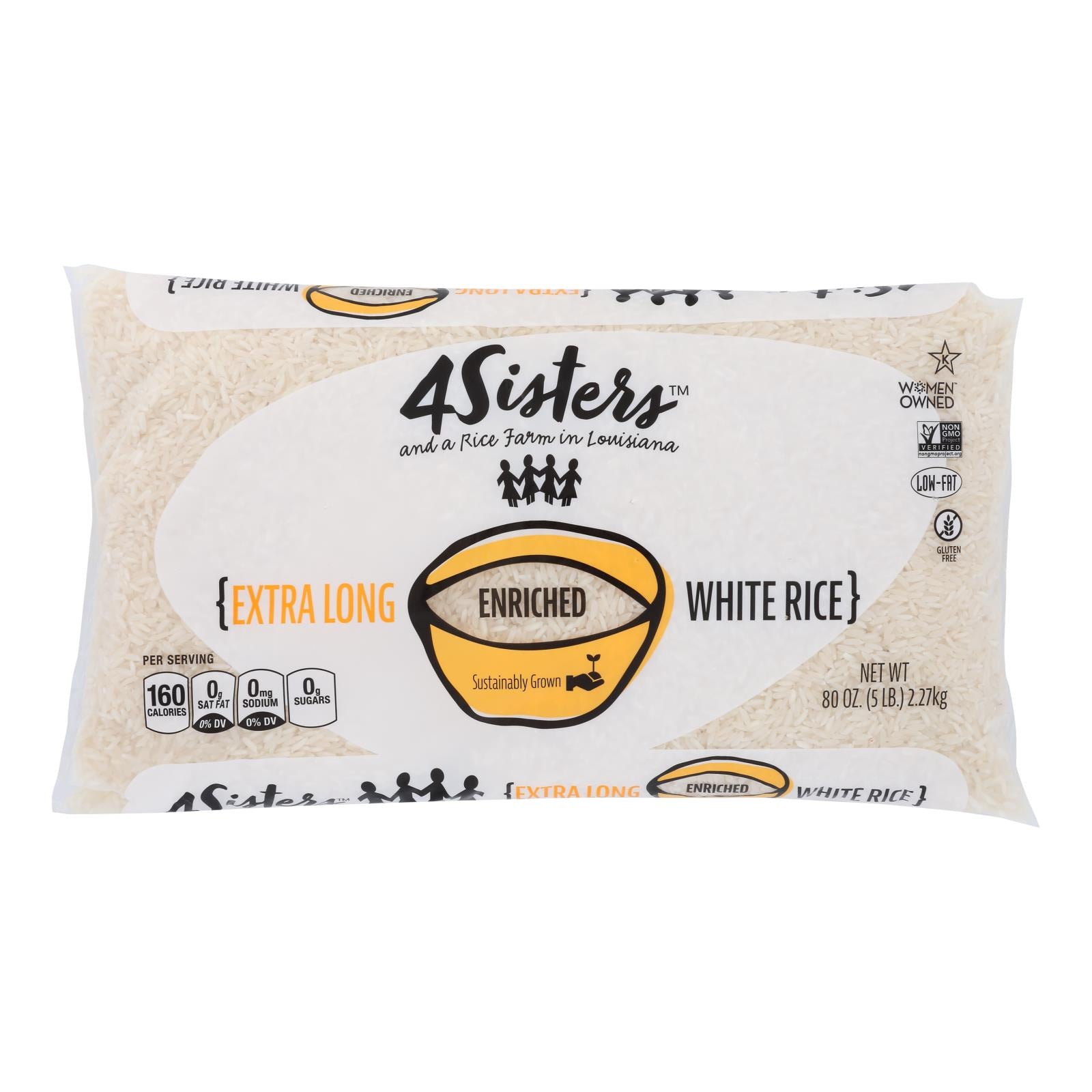 4 Sisters - Rice White Long Grain Enr - Case Of 8-5 Lb - Home & Garden