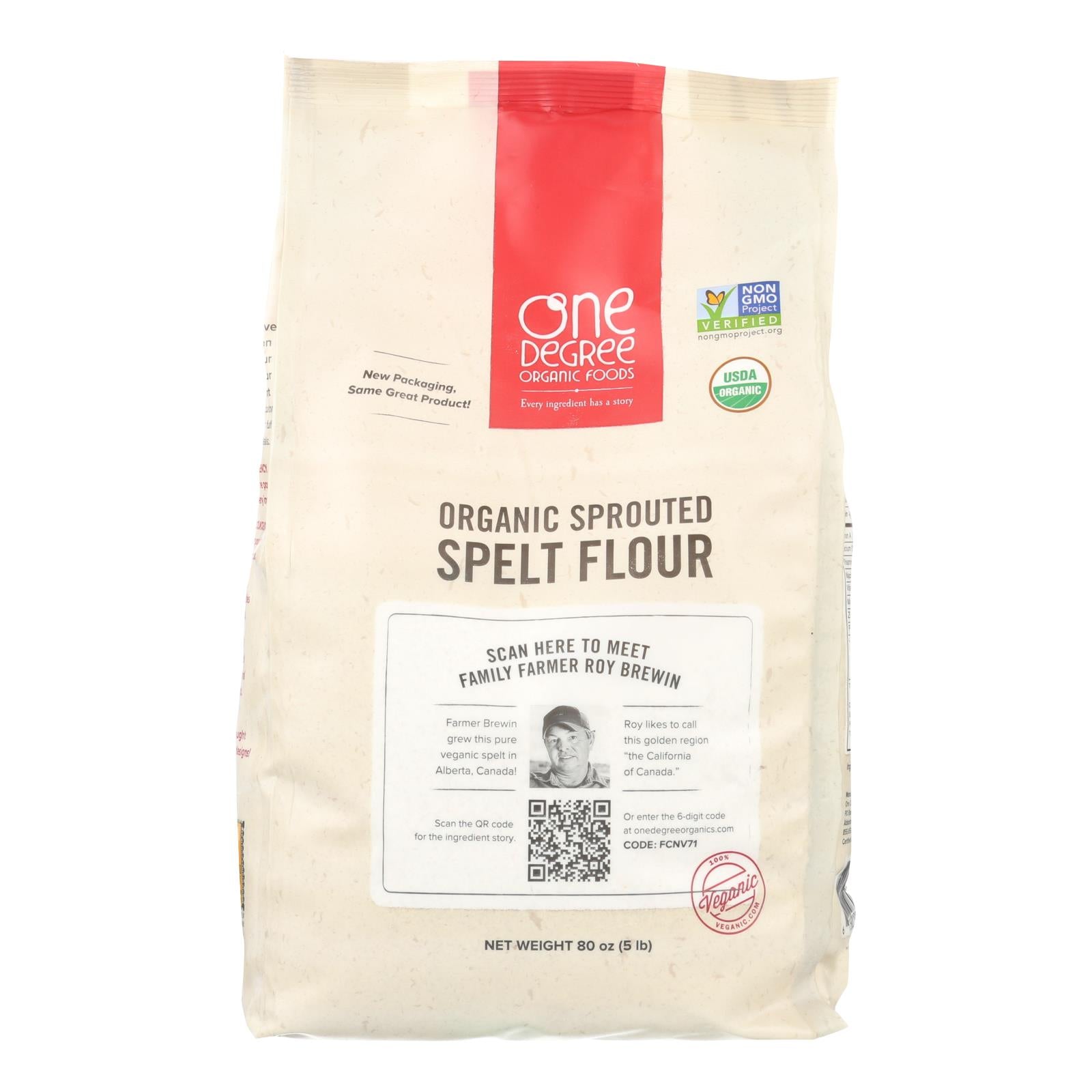 One Degree Organic Foods Sprouted Spelt Flour - Organic - Case Of 4 - 80 Oz. - GreatEagleInc