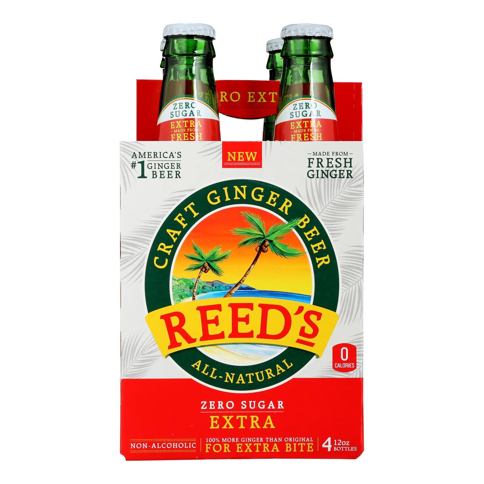 Reed's - Ginger Beer Extra 0 Sugar - Case Of 6 - 4/12 Fz - GreatEagleInc