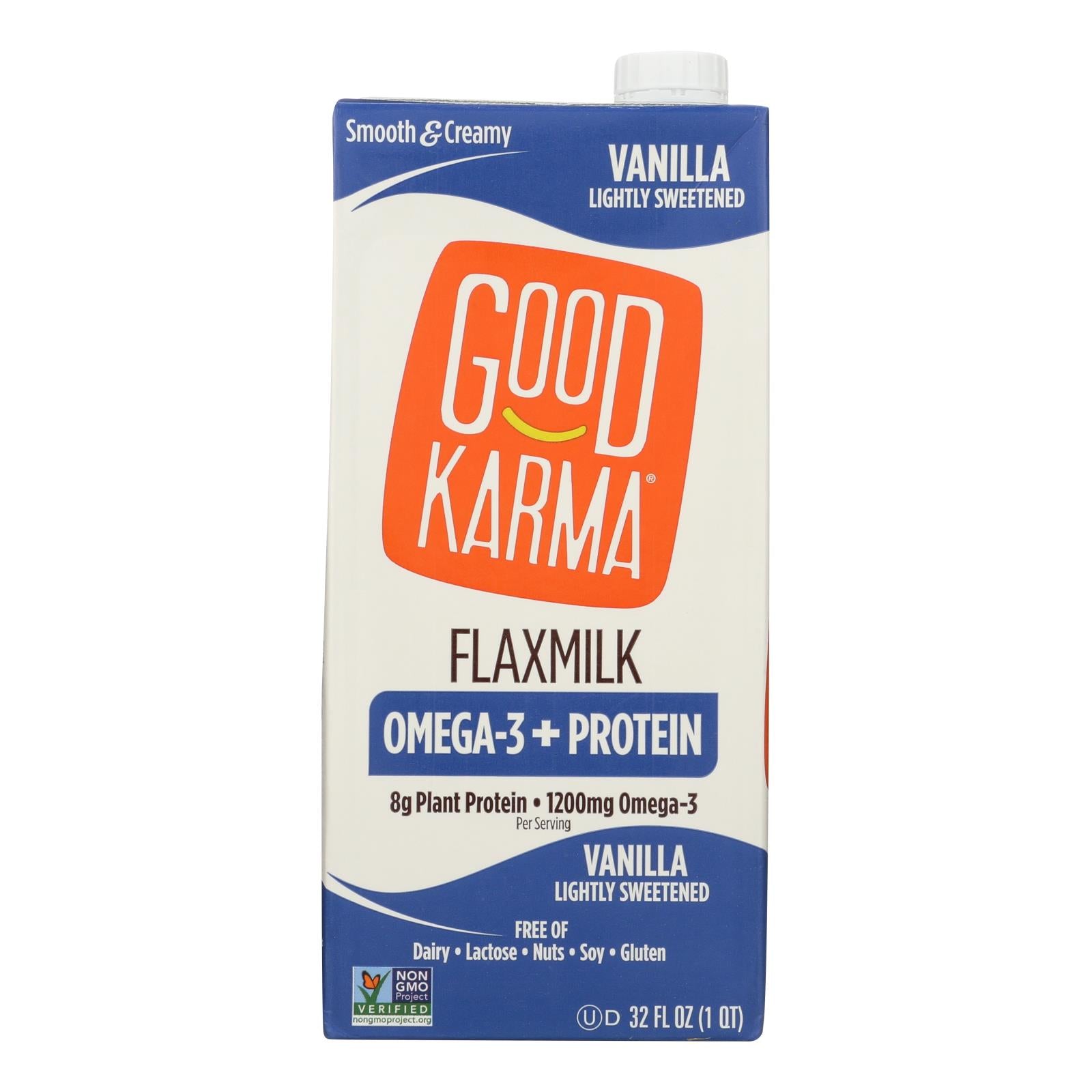 Good Karma Flax Milk - Protein - Vanilla - Case Of 6 - 32 Fl Oz - GreatEagleInc