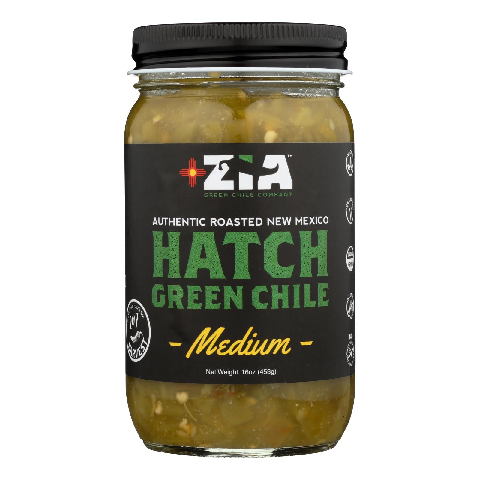 Zia Green Chile Company - Green Chile Medium Hatch - Case Of 6 - 16 Oz - GreatEagleInc