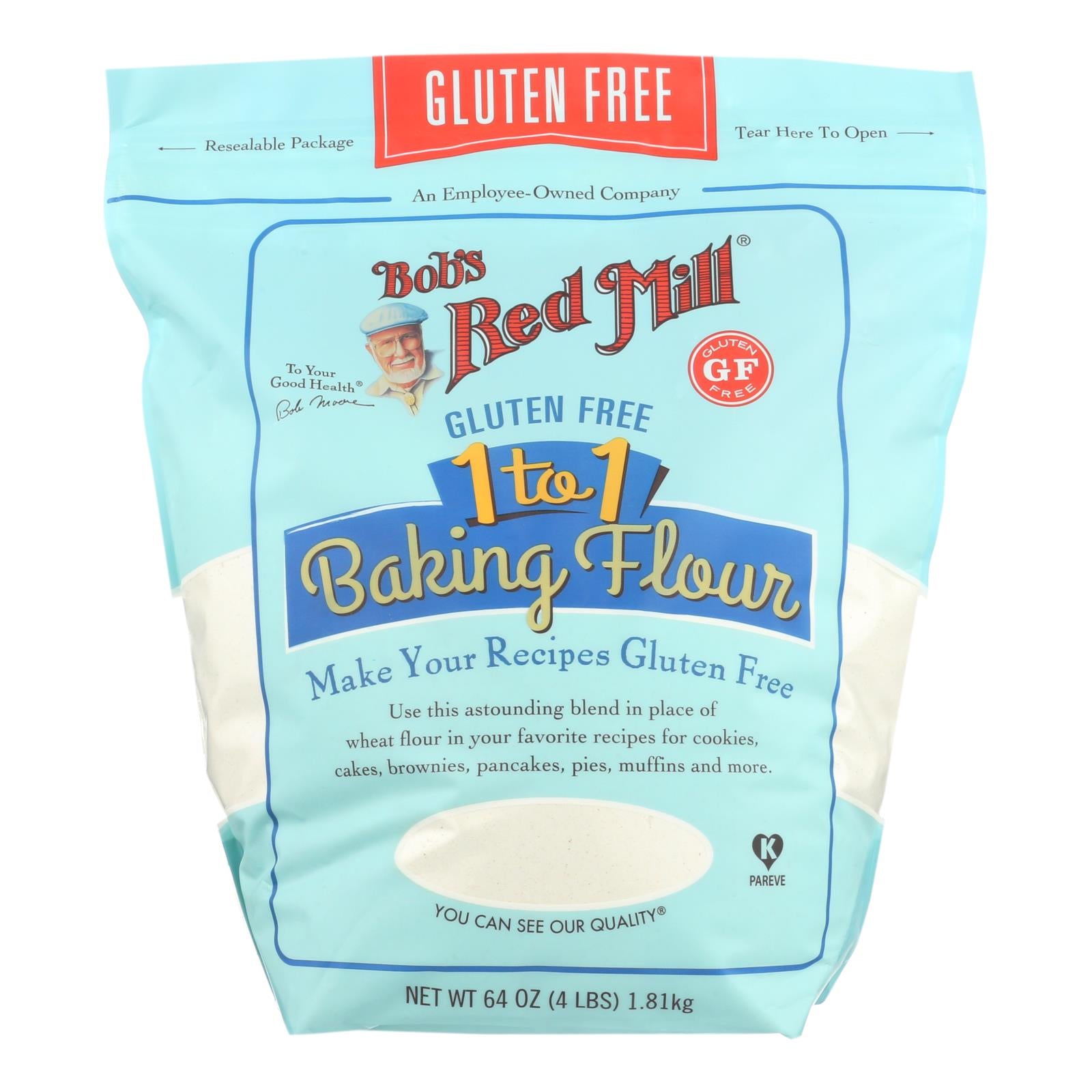 Bob's Red Mill - Baking Flour 1 To 1 - Case Of 4-64 Oz - GreatEagleInc