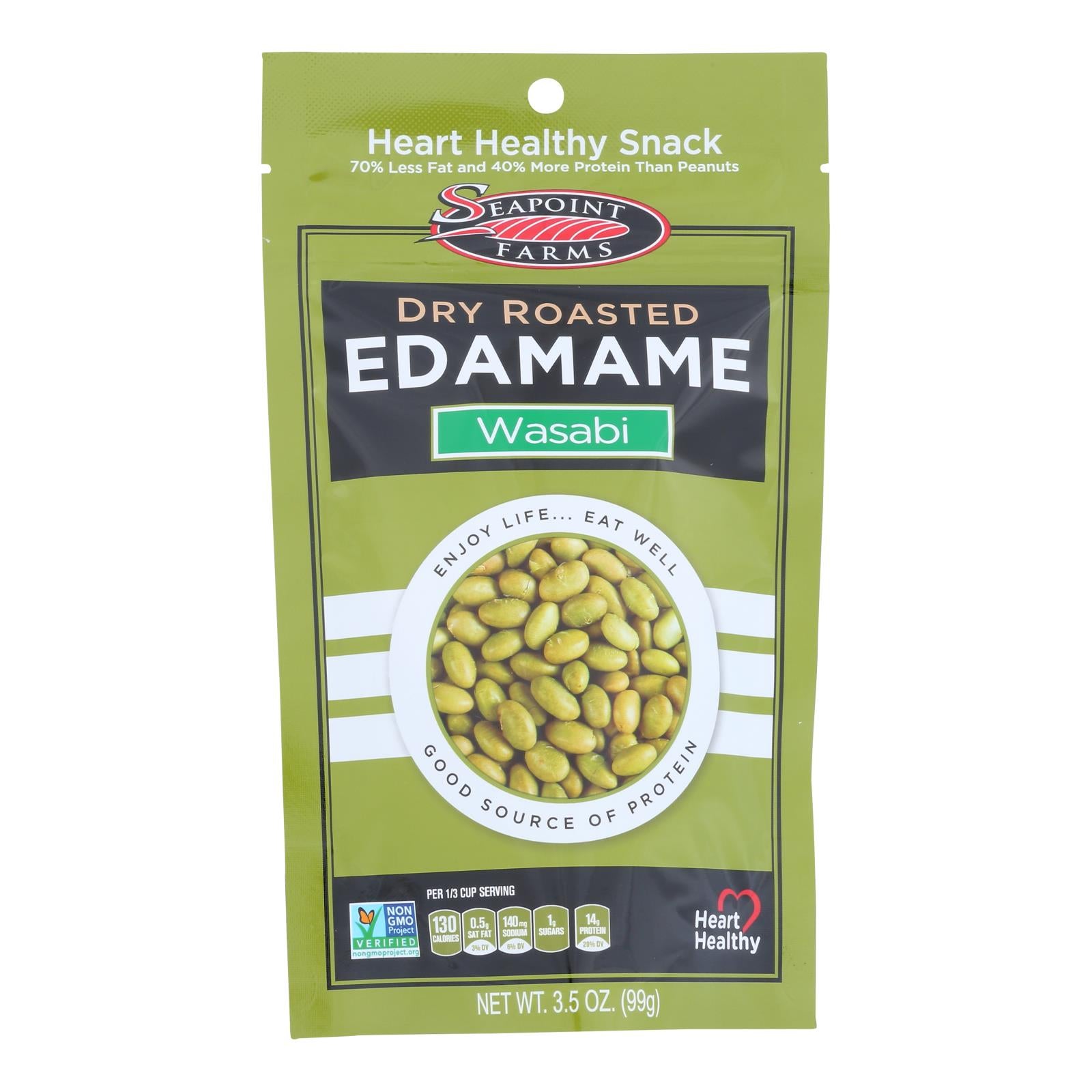 Seapoint Farms Dry Roasted Edamame - Spicy Wasabi - Case Of 12 - 3.5 Oz. - GreatEagleInc