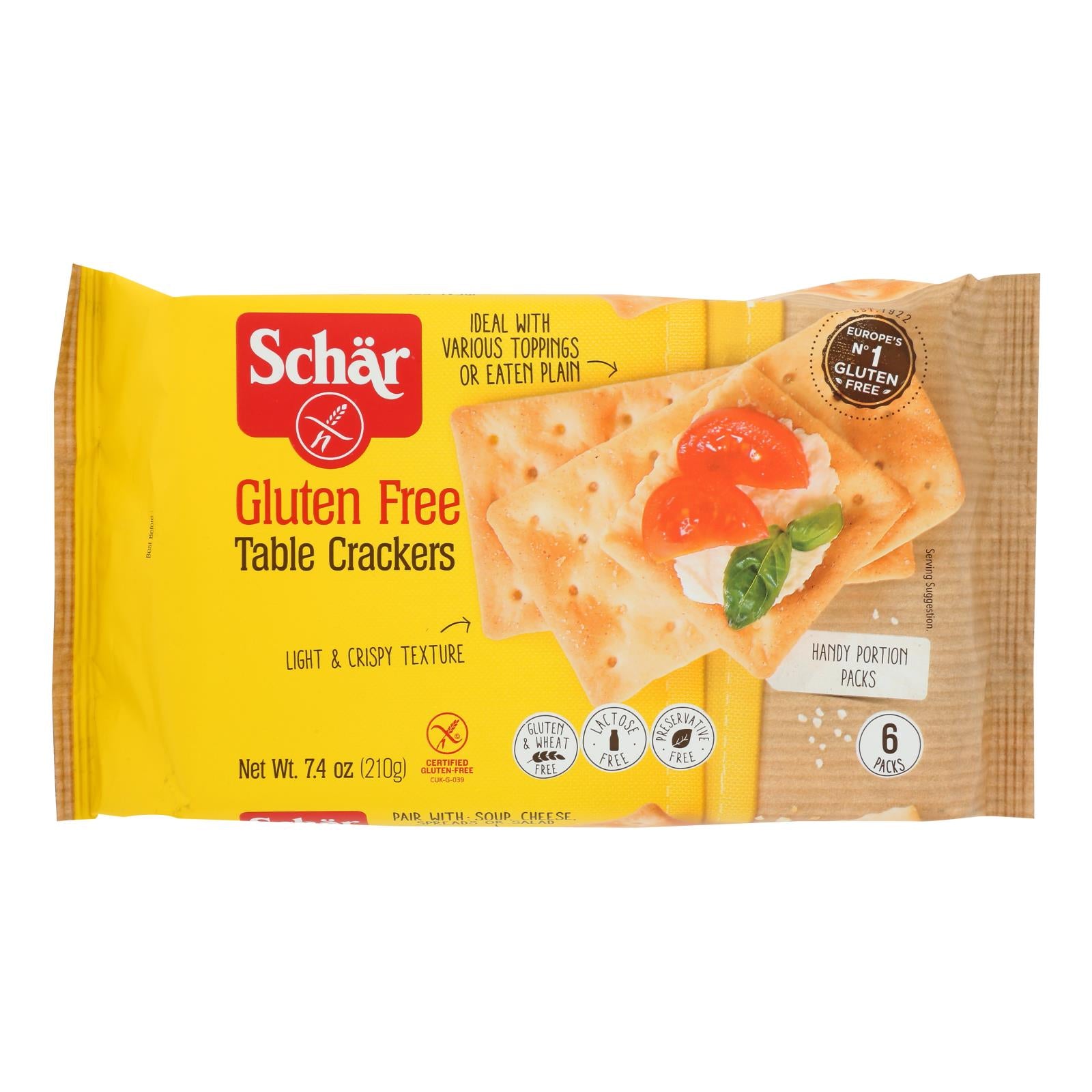 Schär Gluten Free Table Crackers - Case Of 5 - 7.4 Oz - GreatEagleInc