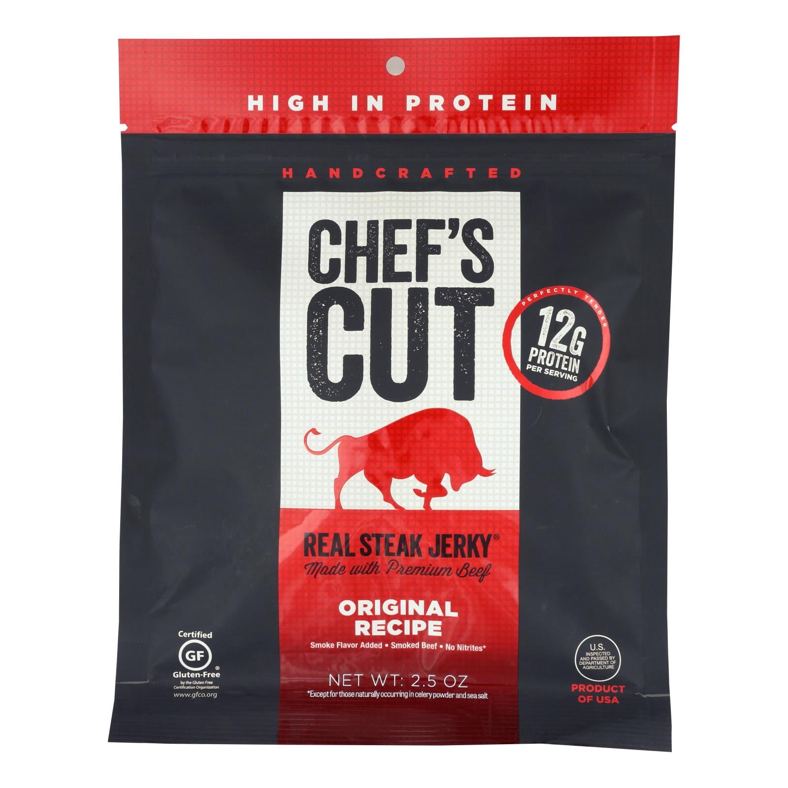 Chef's Cut Real Steak Jerky - Original Recipe - Case Of 8 - 2.5 Oz. - GreatEagleInc