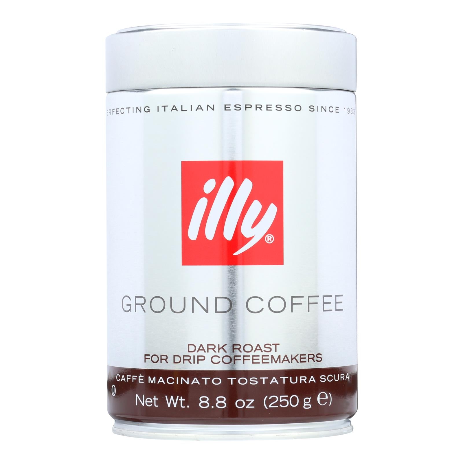 Illy Caffe Coffee Coffee - Drip - Ground - Dark Roast - 8.8 Oz - Case Of 6 - GreatEagleInc