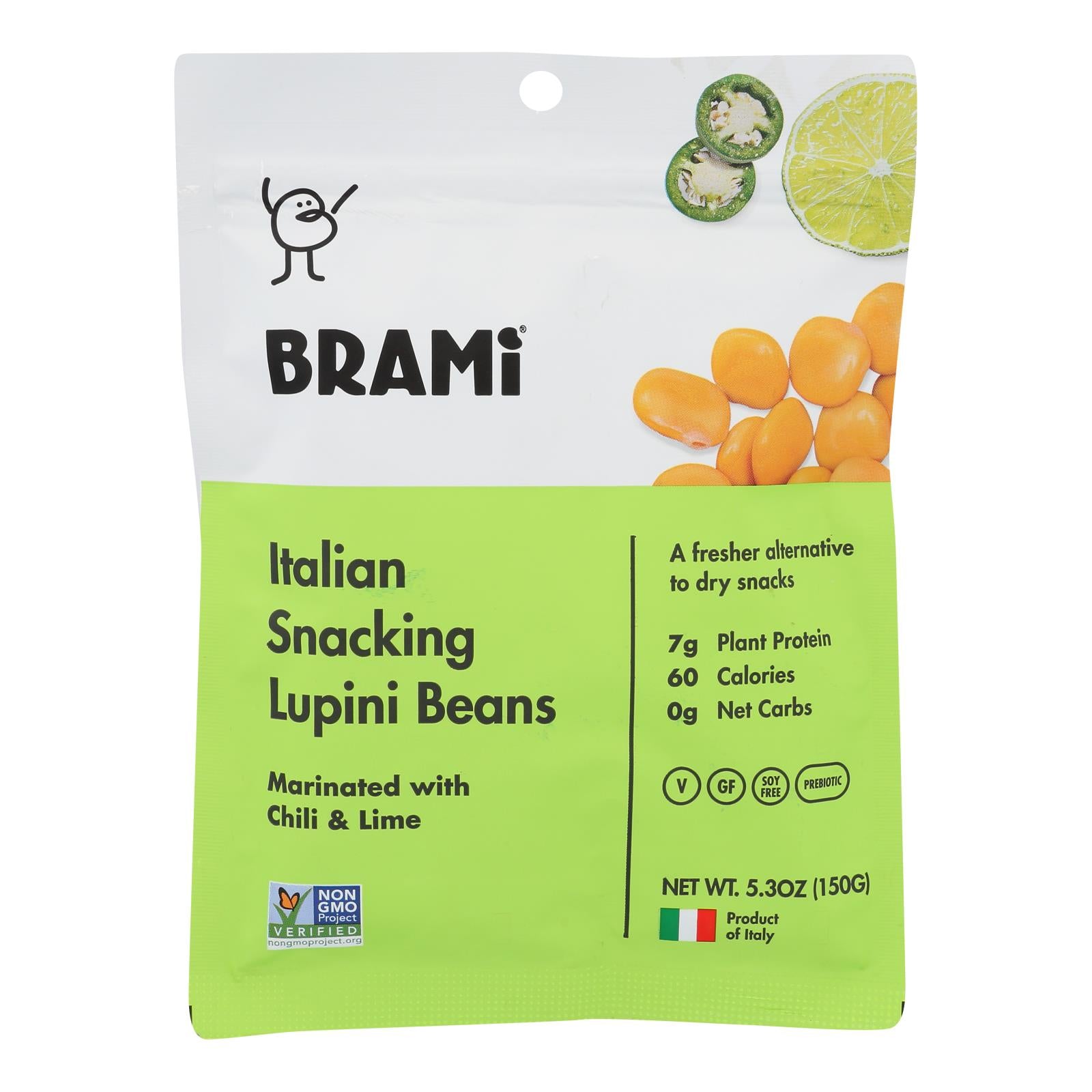 Brami Lupini Snack - Chili Lime - Case Of 8 - 5.3 Oz. - GreatEagleInc