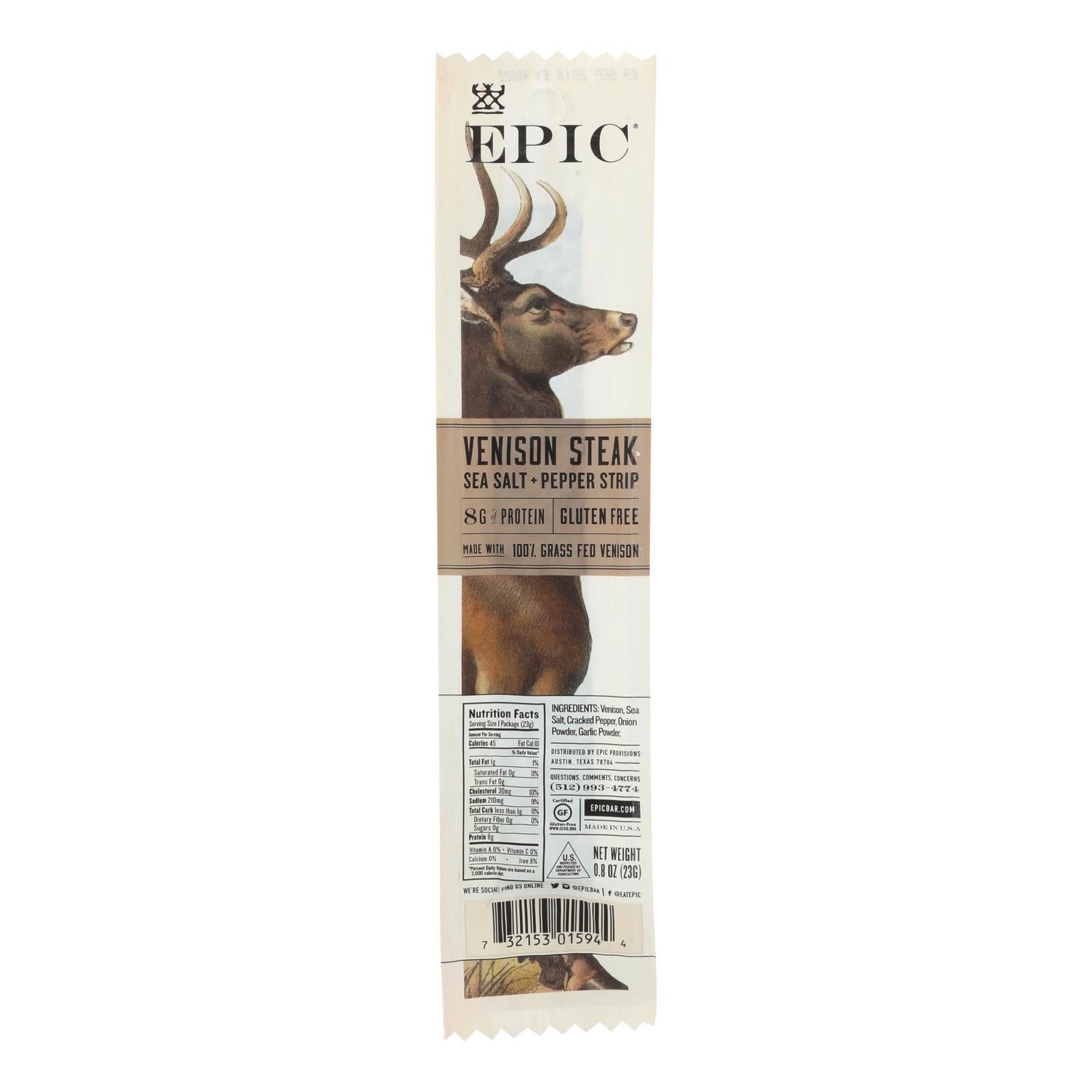 Epic - Strips - Venison Steak - Case Of 20 - .8 Oz - GreatEagleInc