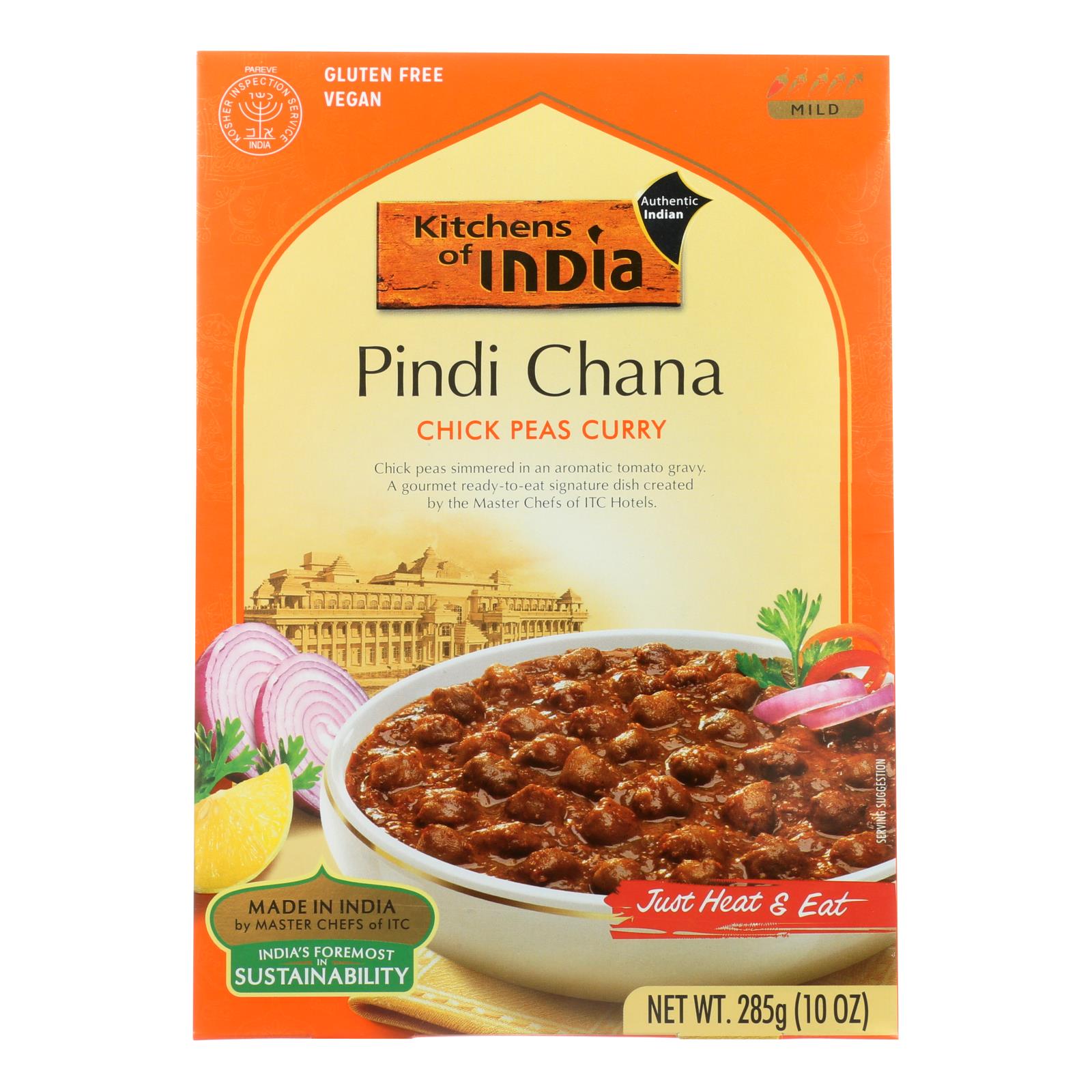 Kitchen Of India Dinner - Chick Peas Curry - Pindi Chana - 10 Oz - Case Of 6 - Eco-Friendly Home & Grocery