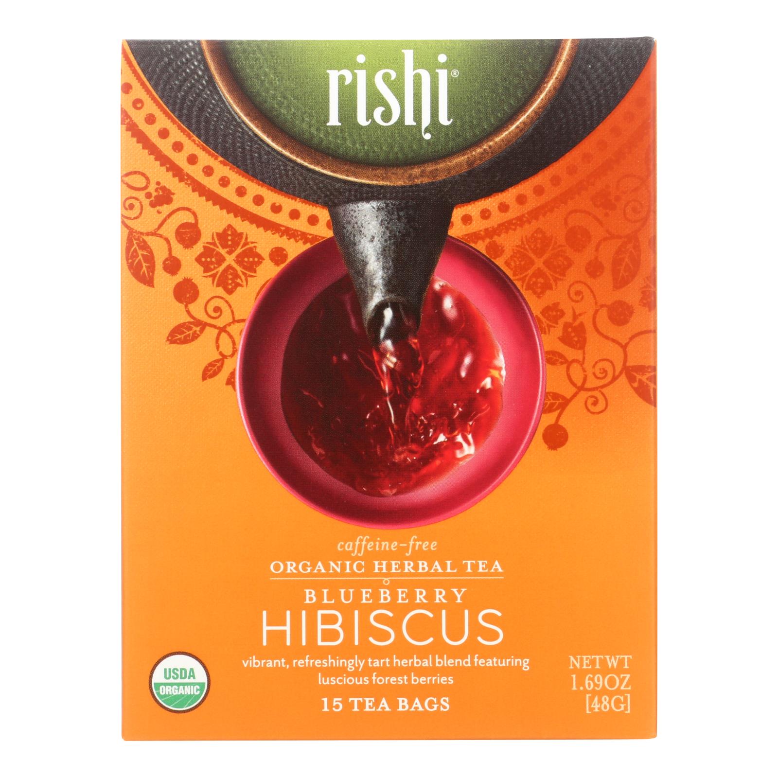 Rishi Organic Tea - Blueberry Hibiscus - Case Of 6 - 15 Bags - GreatEagleInc
