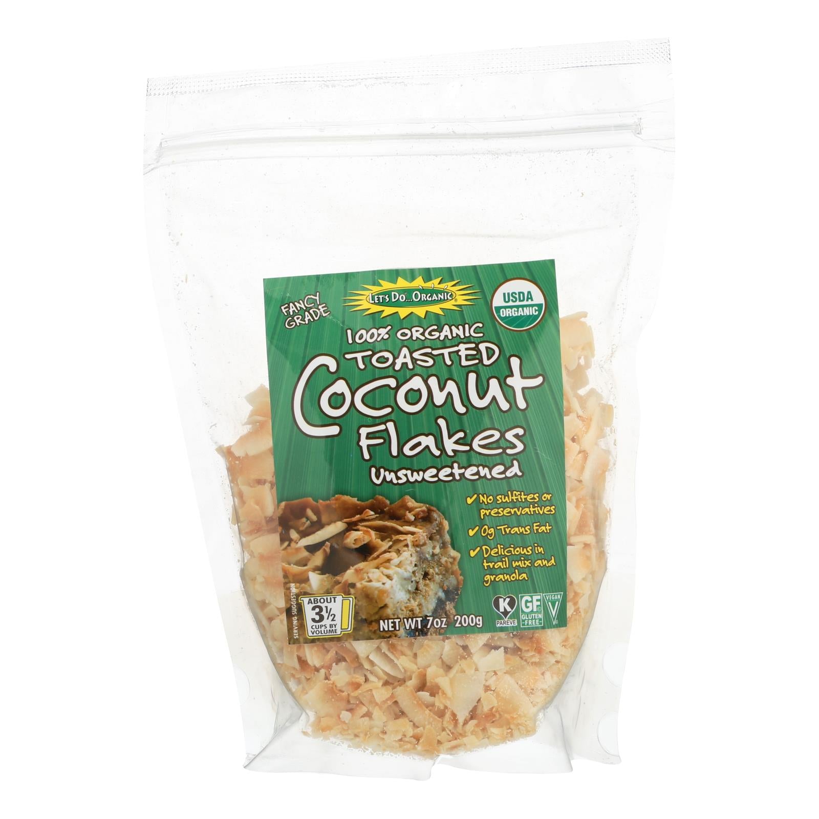 Let's Do Organics Toasted Coconut Flakes - Organic - Case Of 12 - 7 Oz. - GreatEagleInc